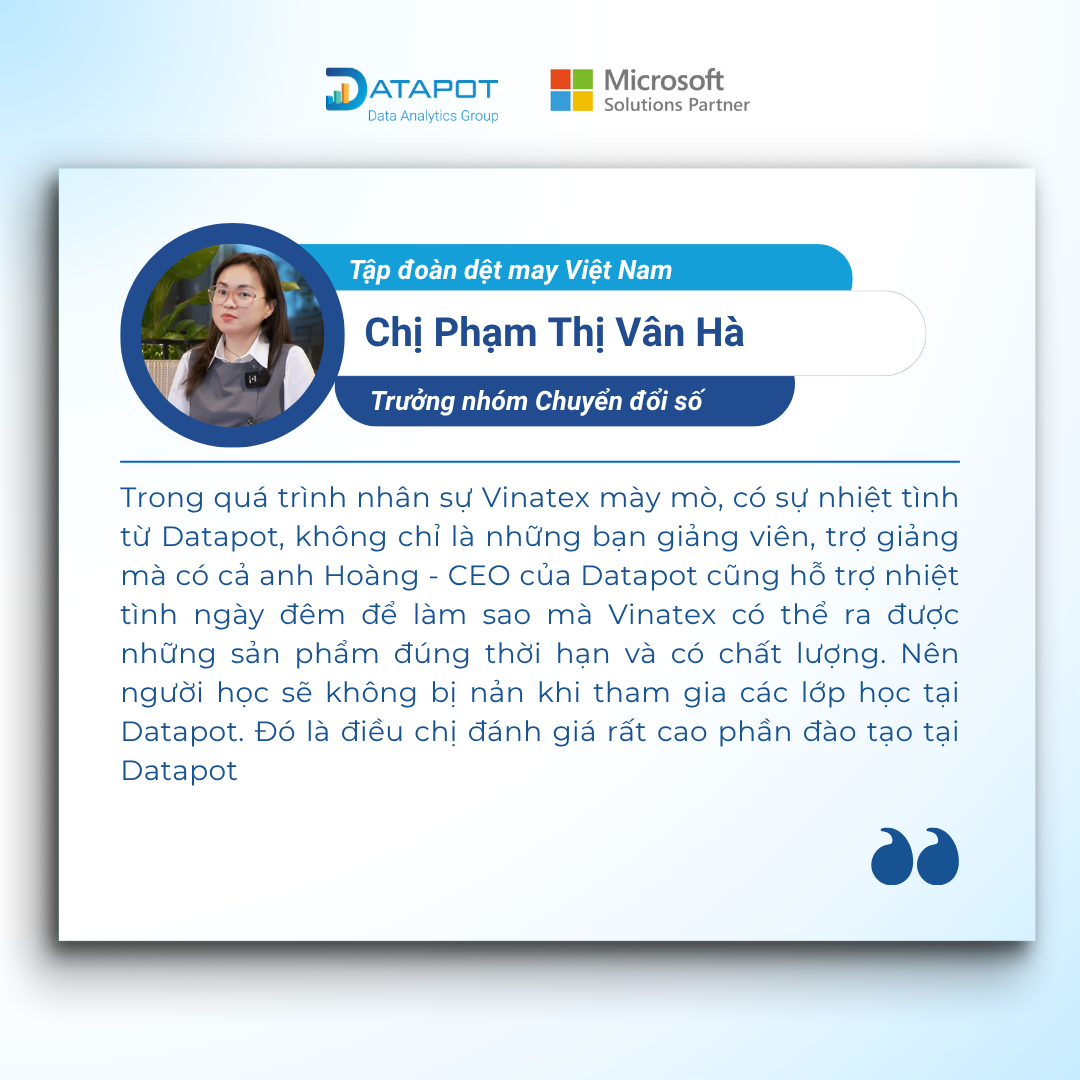 Feedback — Chị Phạm Thị Vân Hà, Tập đoàn dệt may Việt Nam (Vinatex)